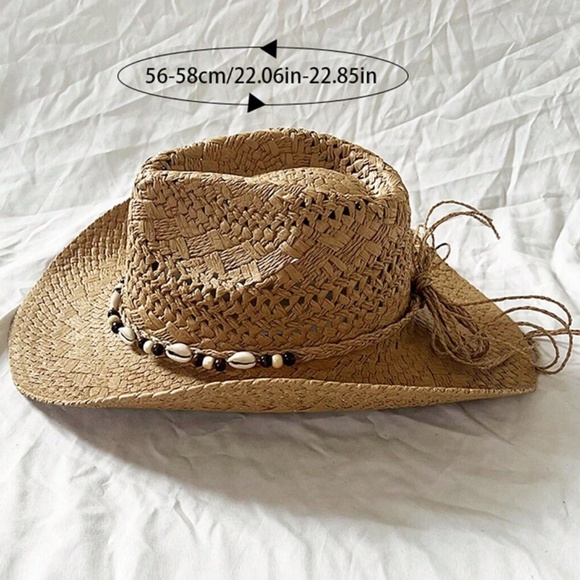 Handmade Straw Western Style Cowboy Hat - Picture 4 of 5